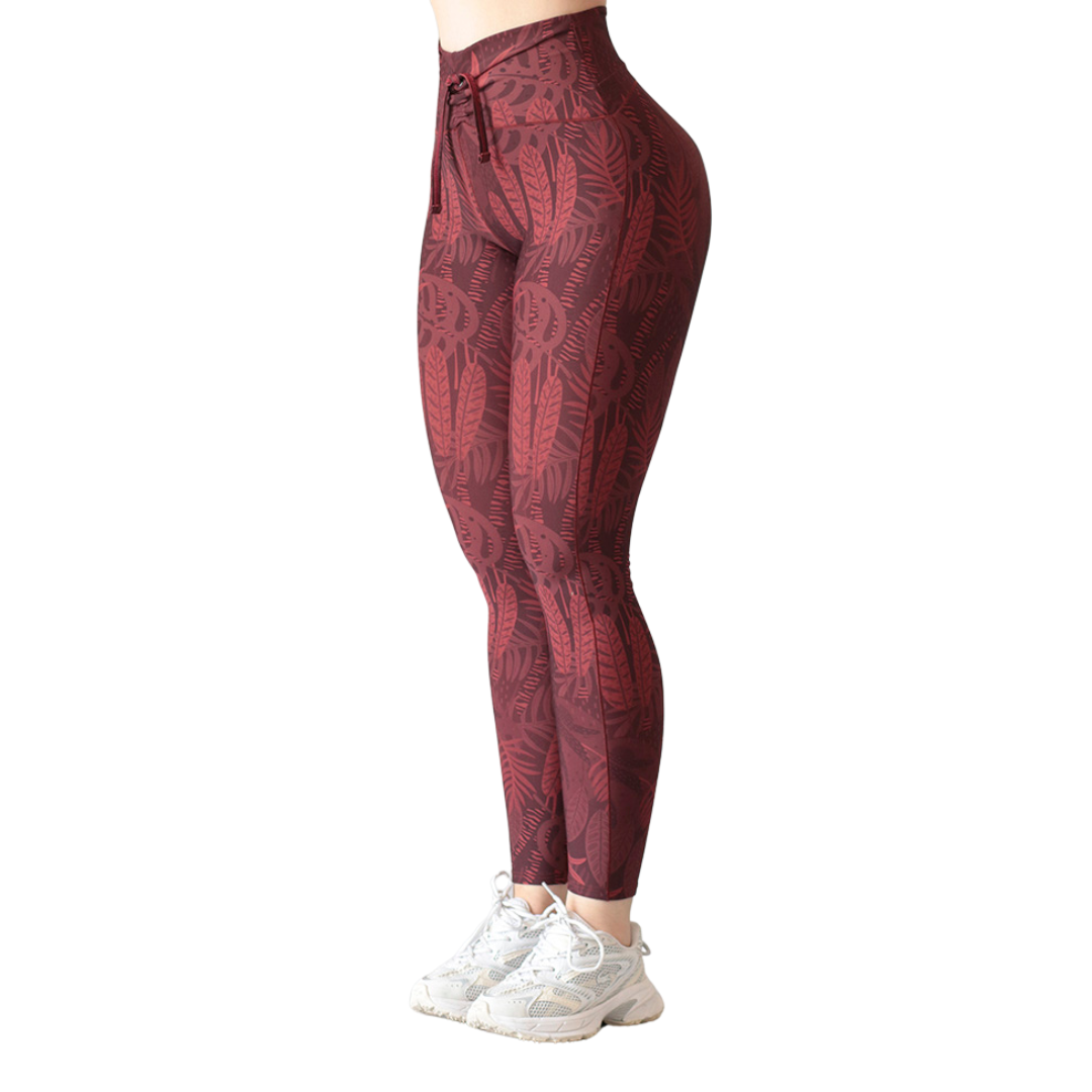 Leggings deportivos Suplex para mujer, efecto básico con cintura alta, textil lycra transpirable con acabado liso naturaleza. Color terracota | Adriana Olimpo