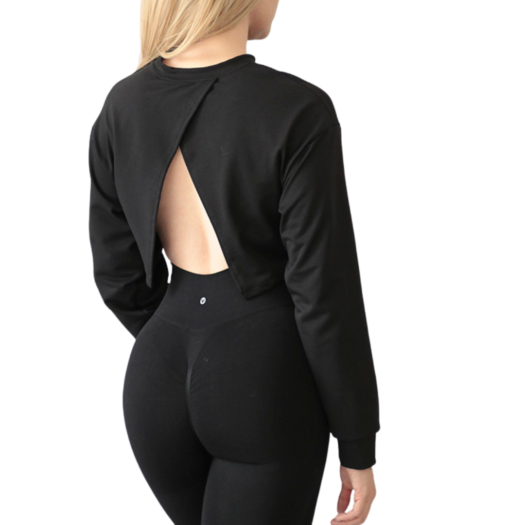 🔹 Blusa deportiva manga larga | Transpirable, Liso – negro