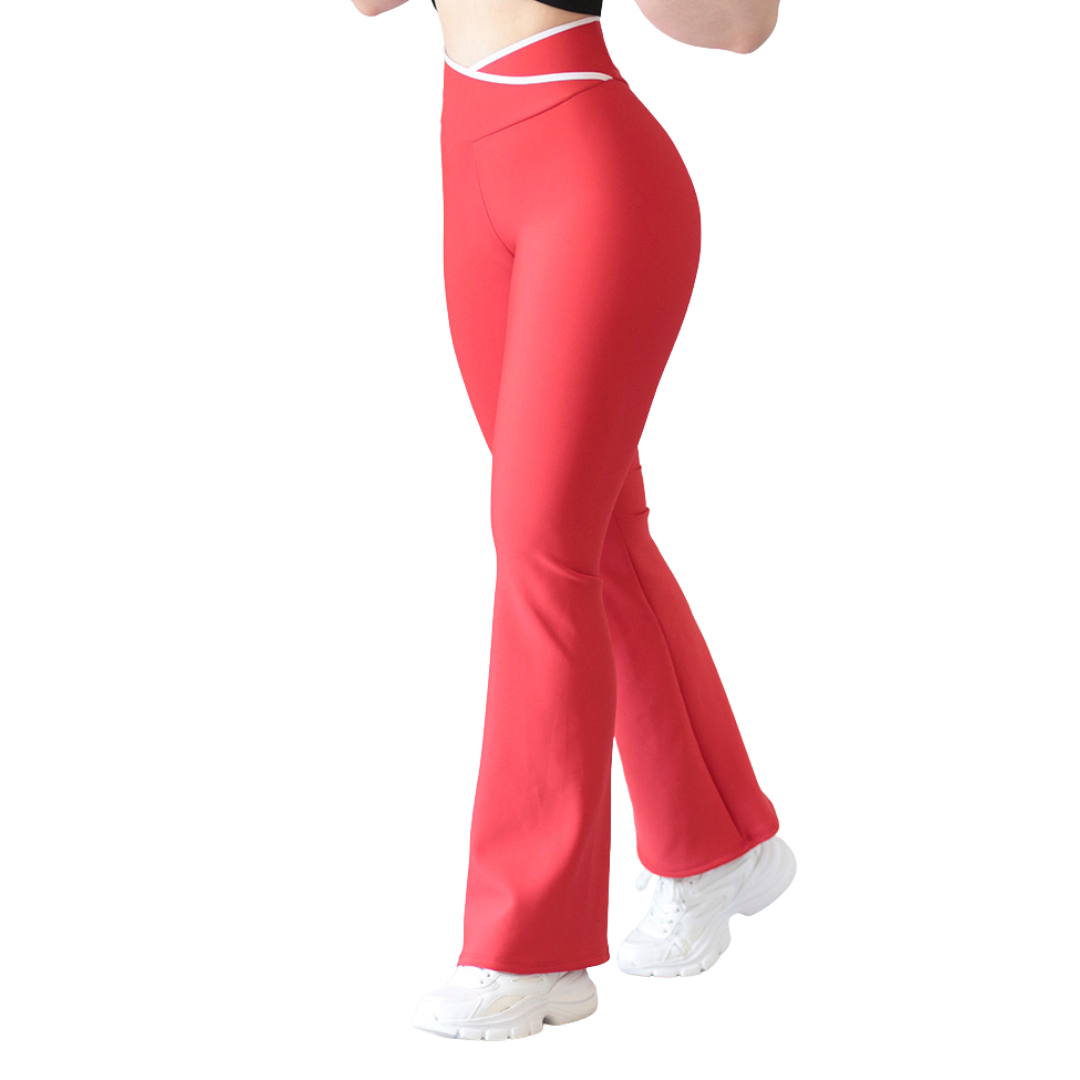 Leggings deportivos supplex para mujer, efecto básico con cintura alta, textil lycra transpirable con acabado liso. Color rojo | Adriana Olimpo