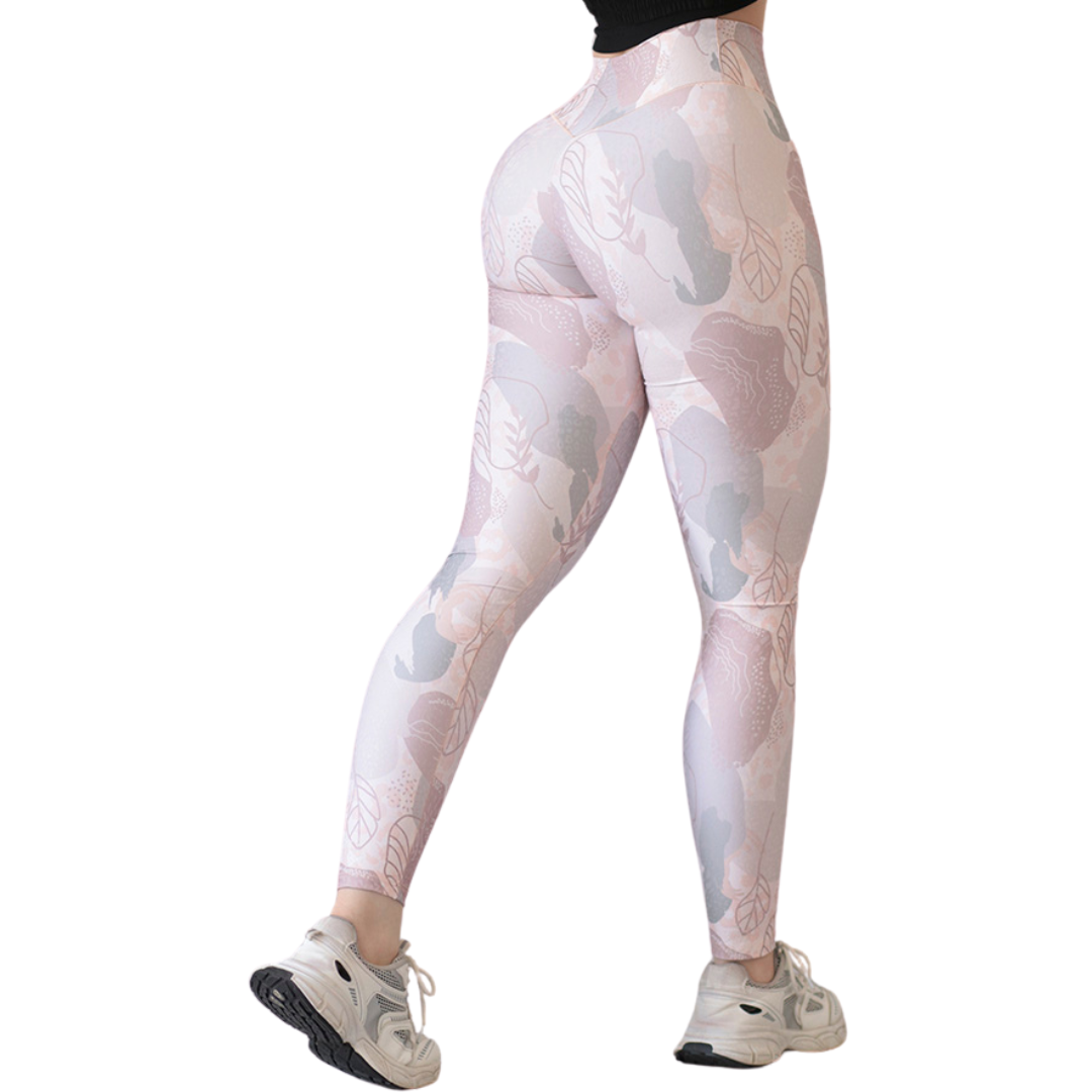 Leggings Deportivos para Mujer Fitness: Efecto Push Up, Cintura Alta, Textil Lycra Transpirable con Acabado Liso, Color Beige | Adriana Olimpo