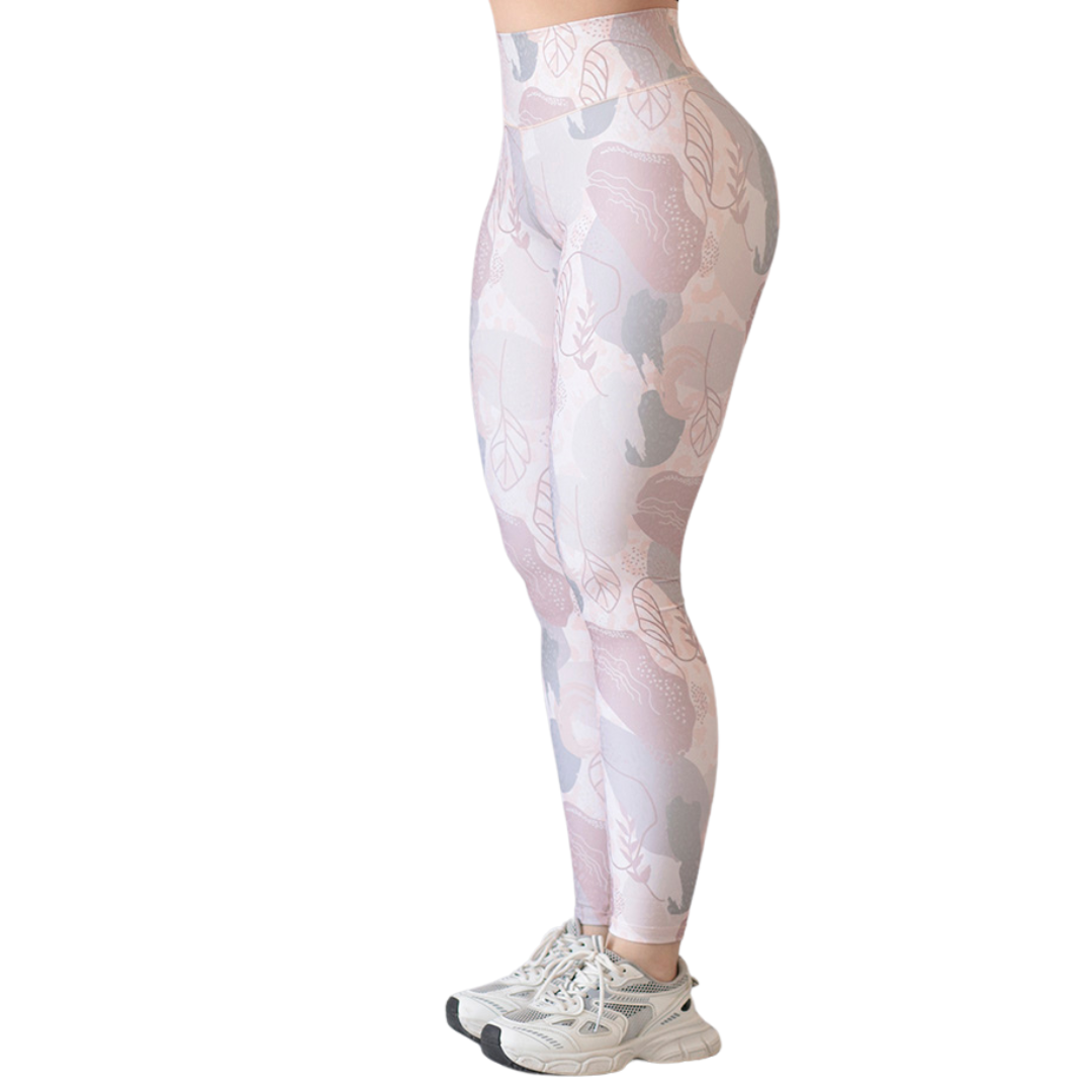 Leggings Deportivos para Mujer Fitness: Efecto Push Up, Cintura Alta, Textil Lycra Transpirable con Acabado Liso, Color Beige | Adriana Olimpo