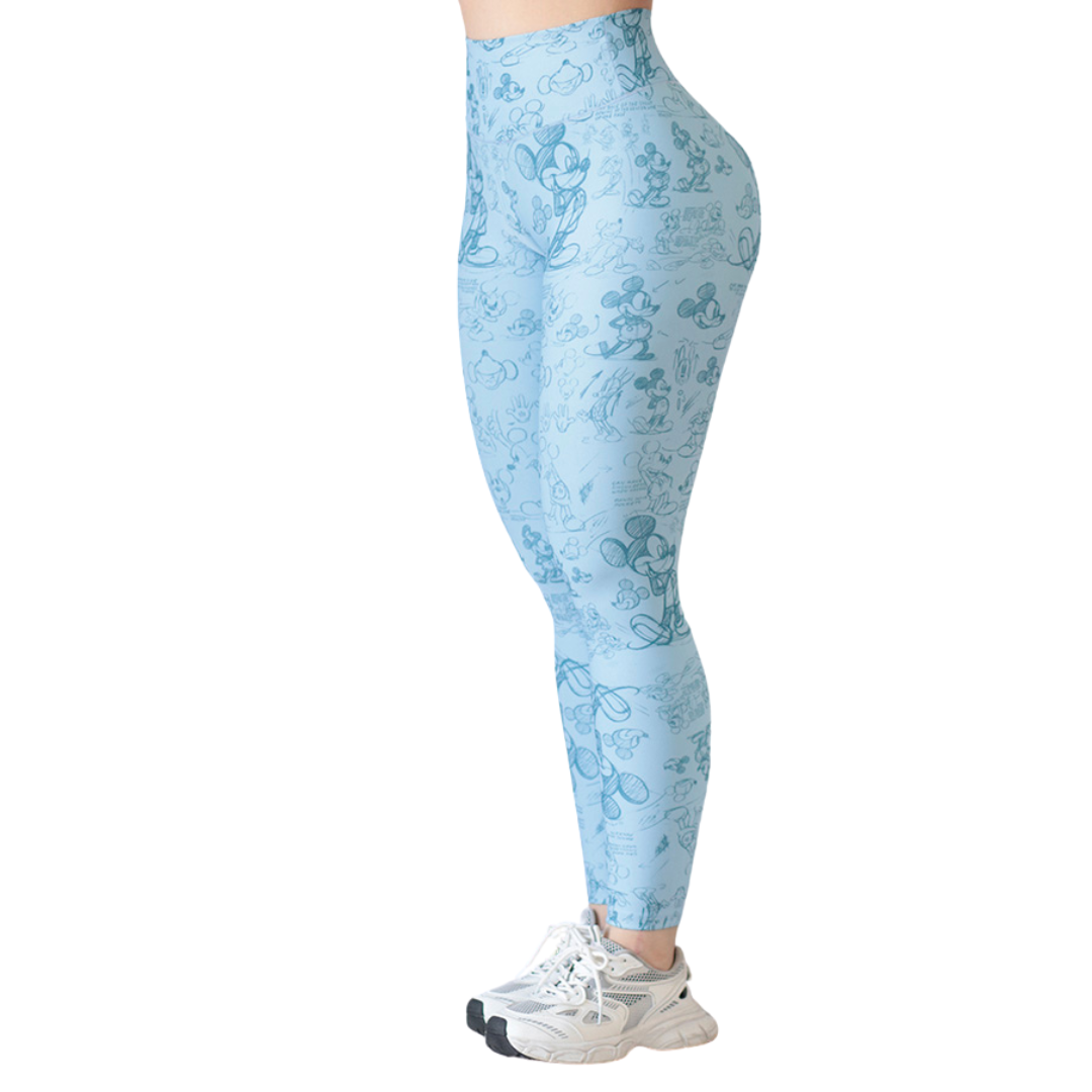 Leggings Deportivos para Mujer Fitness: Efecto Básico, Cintura Alta, Textil Lycra Transpirable con Acabado Liso Mikey, Color Azul | Adriana Olimpo