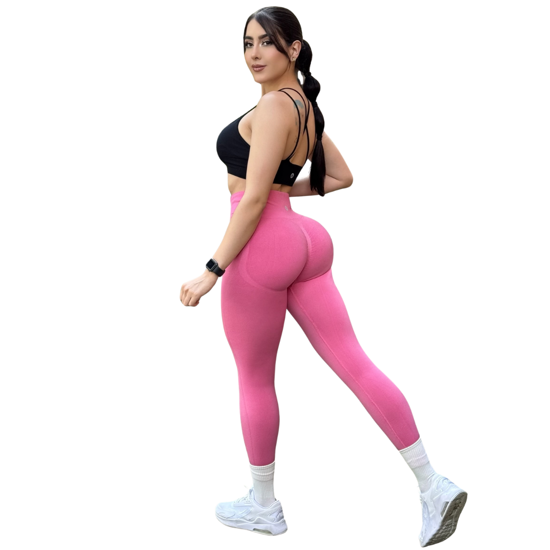 🔸 Leggings Burbuja + Push Up | Seamless Compresión - rosa chicle