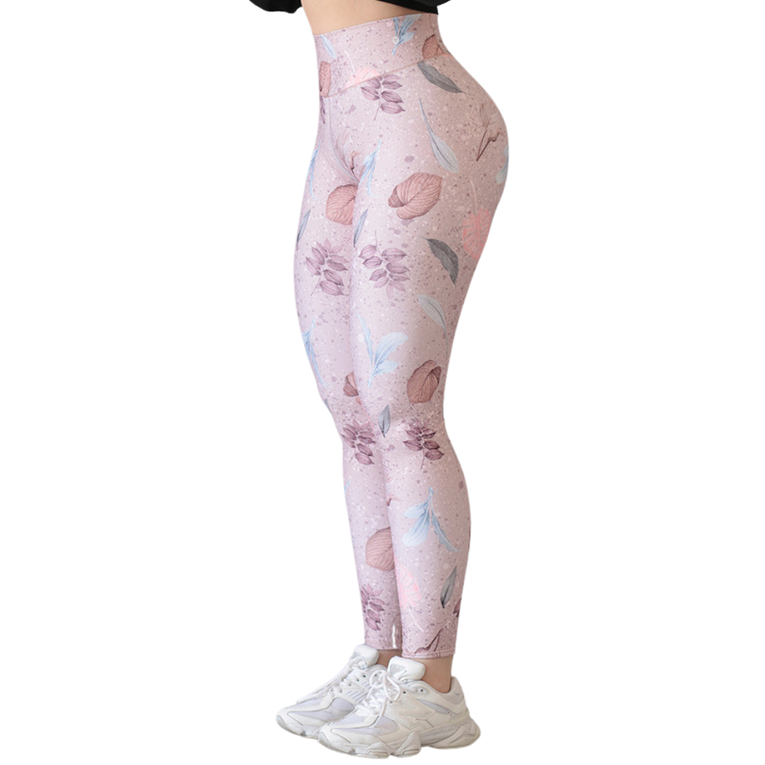 Leggings Deportivos para Mujer Fitness: Efecto Push Up, Cintura Alta, Textil Lycra Transpirable con Acabado Liso Granito, Color Rosita | Adriana Olimpo