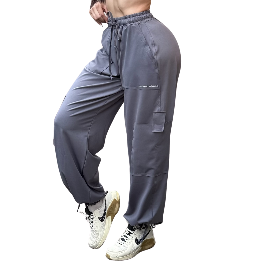 🔹 Joggers Cargo básico con bolsillos | Supplex Stretch, Liso – gris