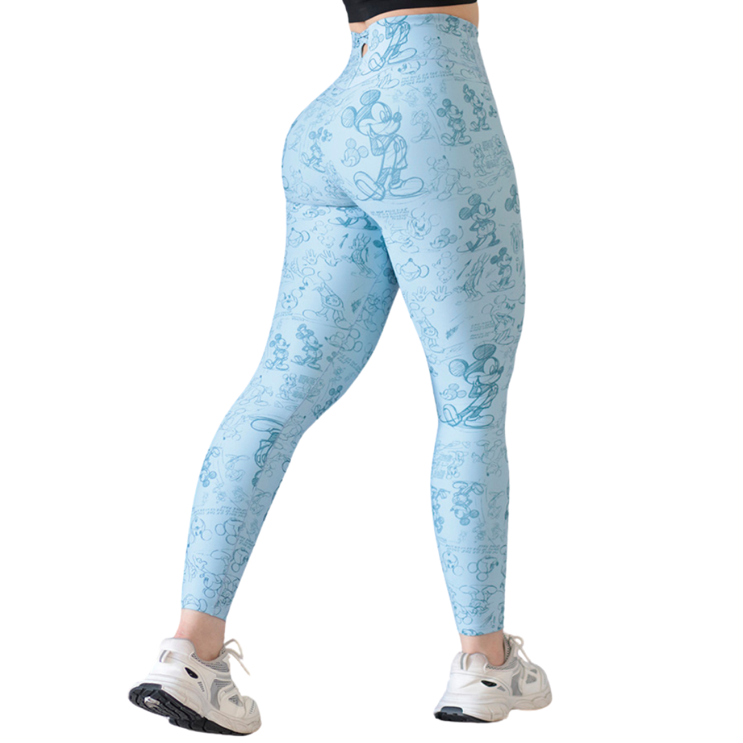 Leggings Deportivos para Mujer Fitness: Efecto Básico, Cintura Alta, Textil Lycra Transpirable con Acabado Liso Mikey, Color Azul | Adriana Olimpo