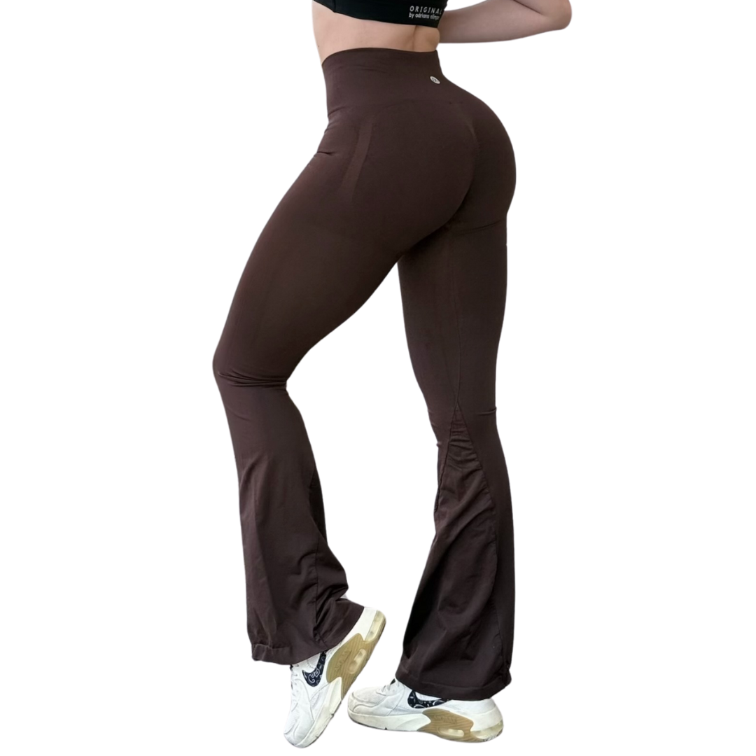 Leggings Deportivos Seamless de Compresión para Mujer Fitness: Glúteos Redondos, Vientre Plano y Cintura Definida | Push Up + Compresión Faja, Ultra Cómodos y Sin Costuras, Color Chocolate, Color Negro | Adriana Olimpo