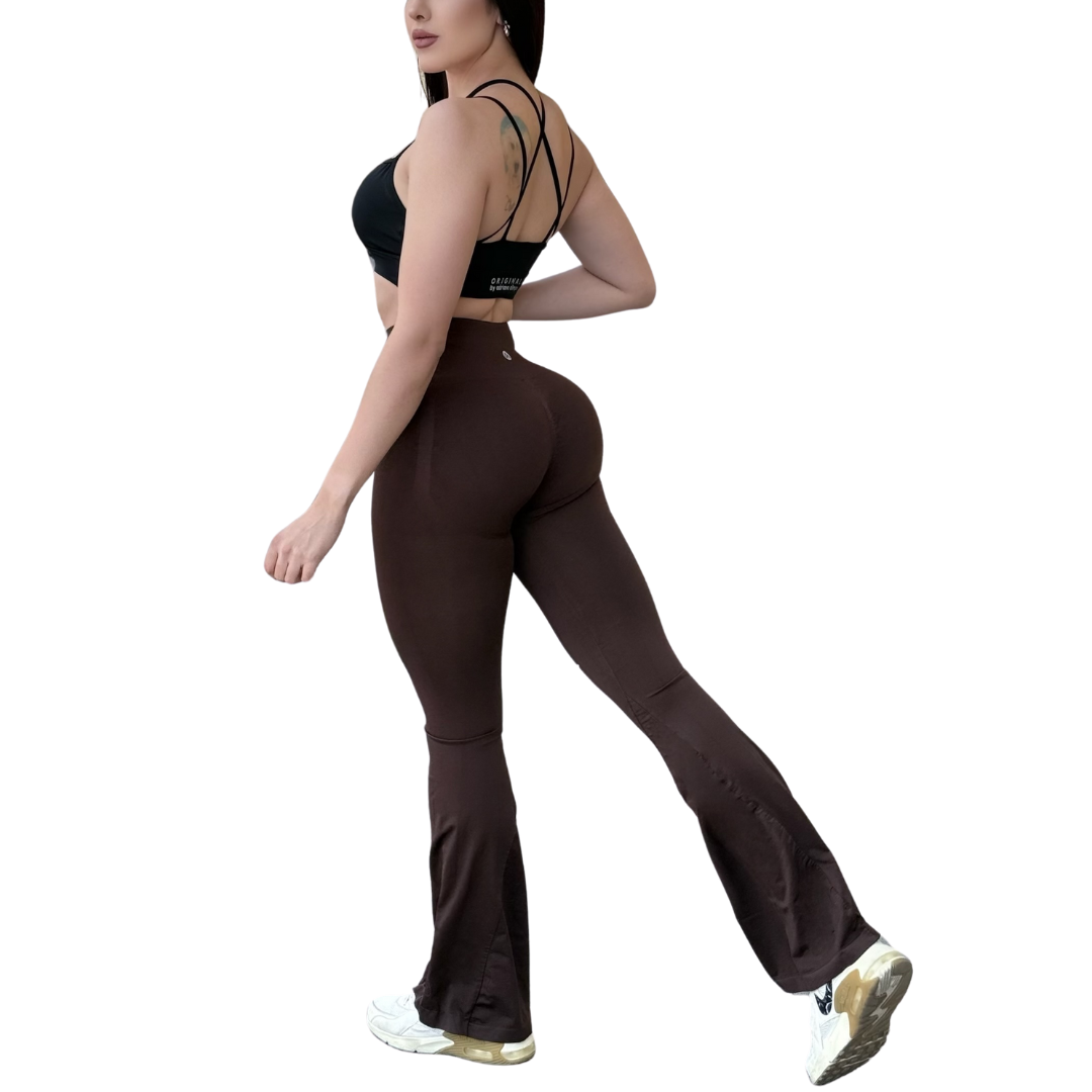 Leggings Deportivos Seamless de Compresión para Mujer Fitness: Glúteos Redondos, Vientre Plano y Cintura Definida | Push Up + Compresión Faja, Ultra Cómodos y Sin Costuras, Color Chocolate, Color Negro | Adriana Olimpo