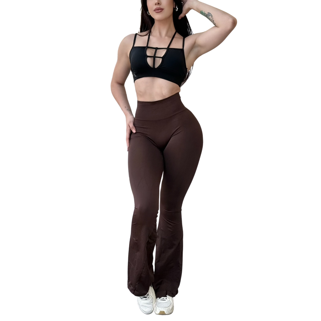 Leggings Deportivos Seamless de Compresión para Mujer Fitness: Glúteos Redondos, Vientre Plano y Cintura Definida | Push Up + Compresión Faja, Ultra Cómodos y Sin Costuras, Color Chocolate, Color Negro | Adriana Olimpo