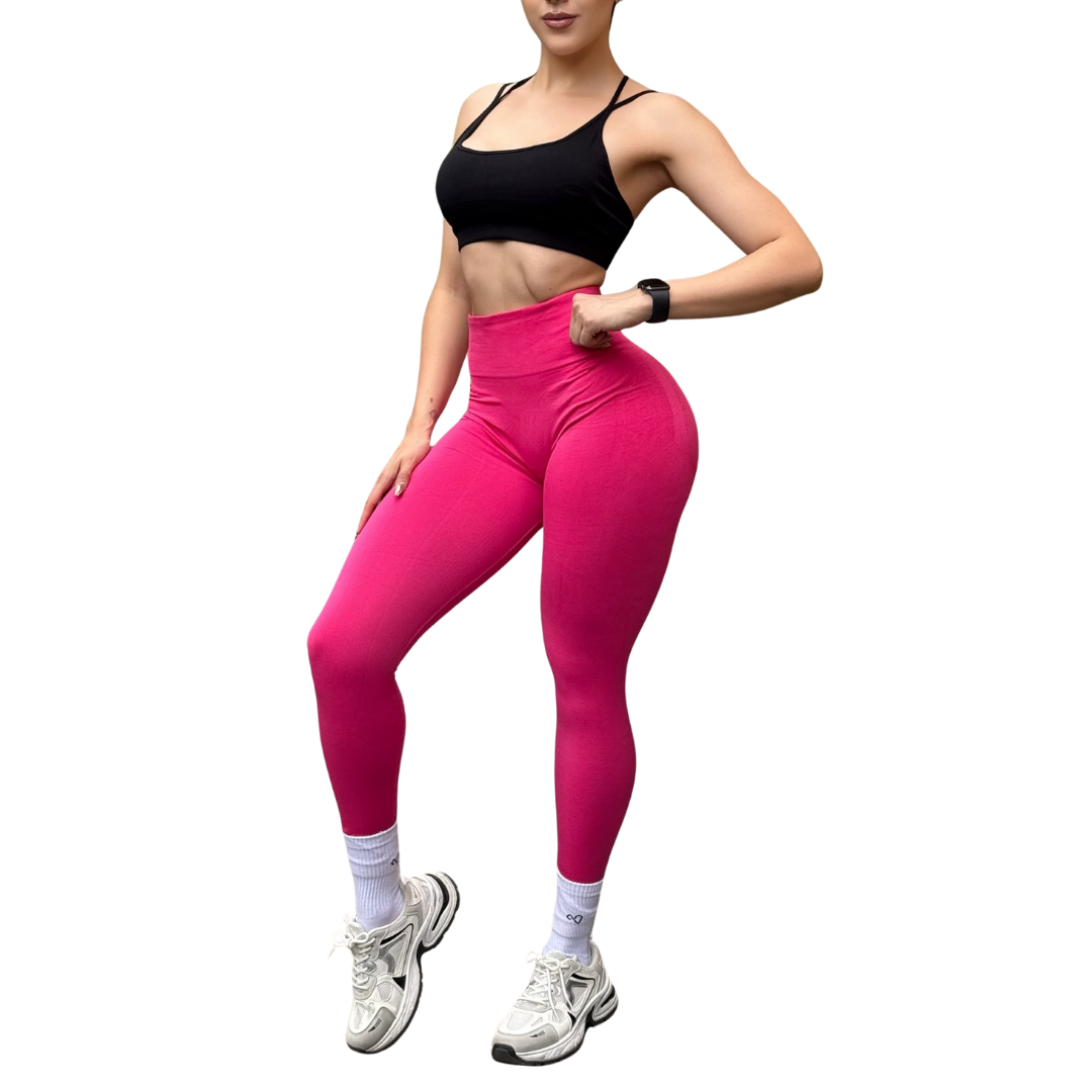 🔸 Leggings Burbuja + Push Up | Seamless Compresión – rosa barbie