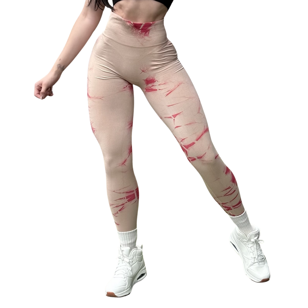 Leggings Deportivos Seamless de Compresión para Mujer Fitness: Glúteos Redondos, Vientre Plano y Cintura Definida | Push Up + Compresión Faja, Ultra Cómodos y Sin Costuras, Color Beige y Rosa | Adriana Olimpo