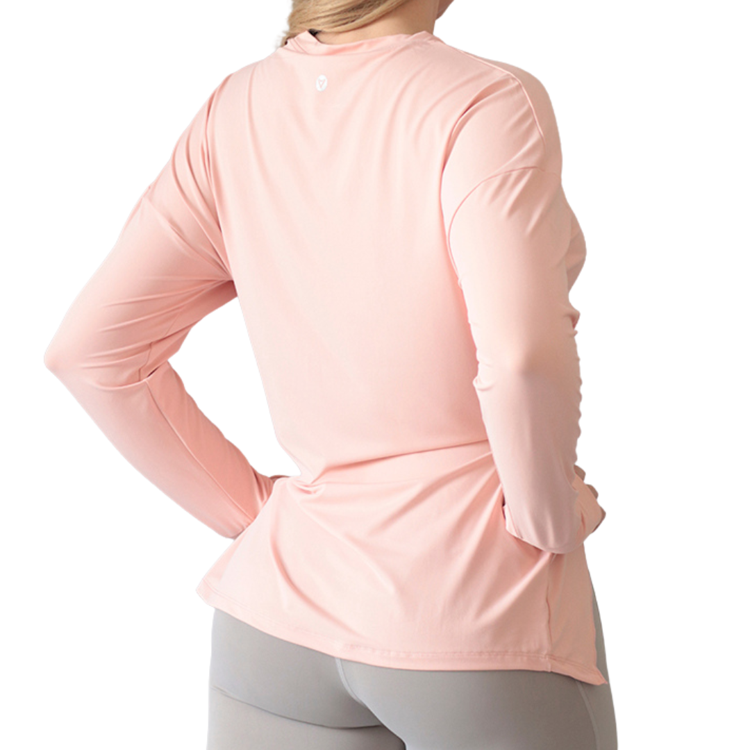 🔹 Blusa deportiva manga larga | Transpirable, Liso – coral