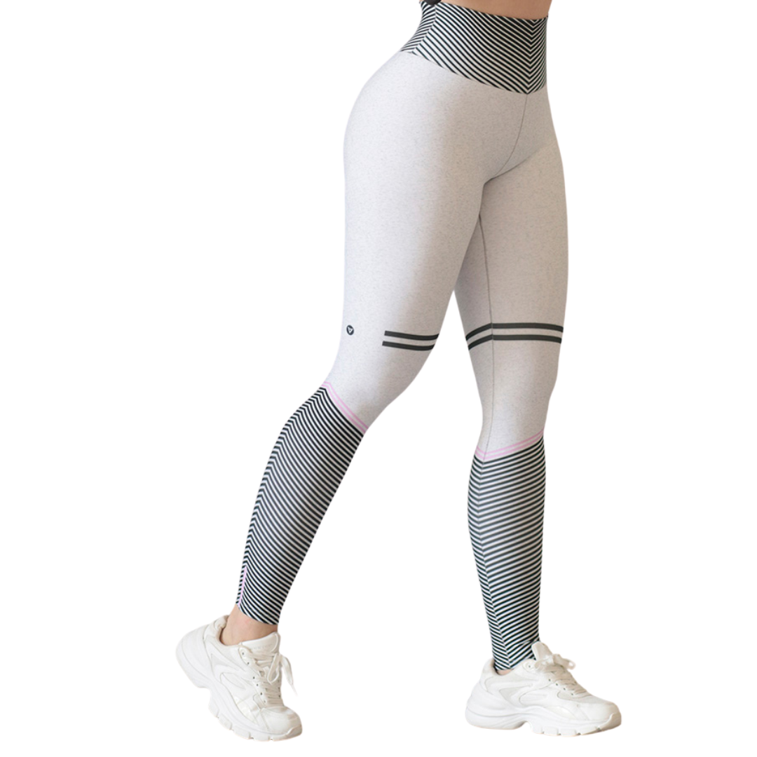🔹 Leggings push up | Supplex Stretch, Liso – Blanco-Gris