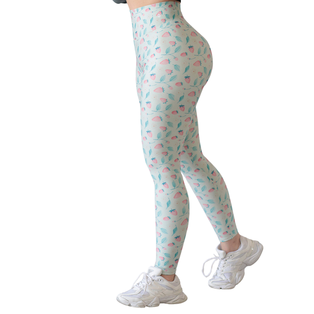 Leggings Deportivos para Mujer Fitness: Efecto Push Up, Cintura Alta, Textil Lycra Transpirable con Acabado Liso Fresitas, Color Aqua´s | Adriana Olimpo