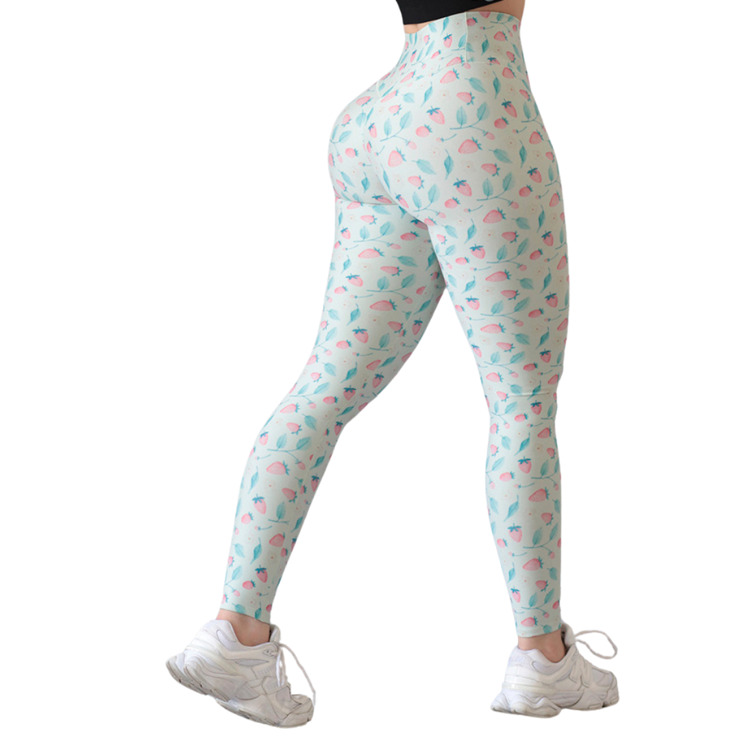 Leggings Deportivos para Mujer Fitness: Efecto Push Up, Cintura Alta, Textil Lycra Transpirable con Acabado Liso Fresitas, Color Aqua´s | Adriana Olimpo