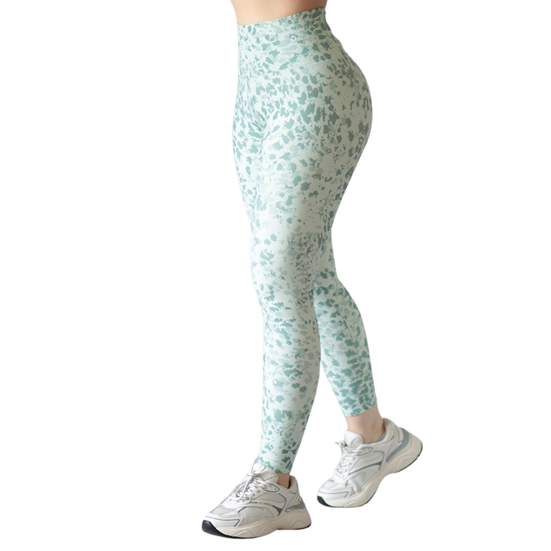 Leggings Deportivos para Mujer Fitness: Efecto Básico, Cintura Alta, Textil Lycra Transpirable con Acabado Liso Manchas, Verde Aqua | Adriana Olimpo