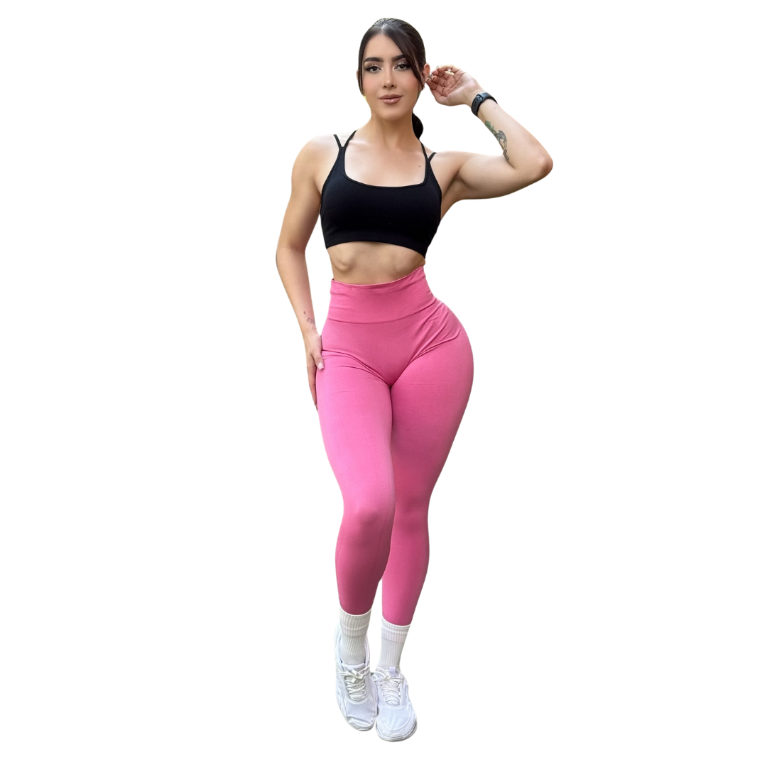 🔸 Leggings Burbuja + Push Up | Seamless Compresión - rosa chicle