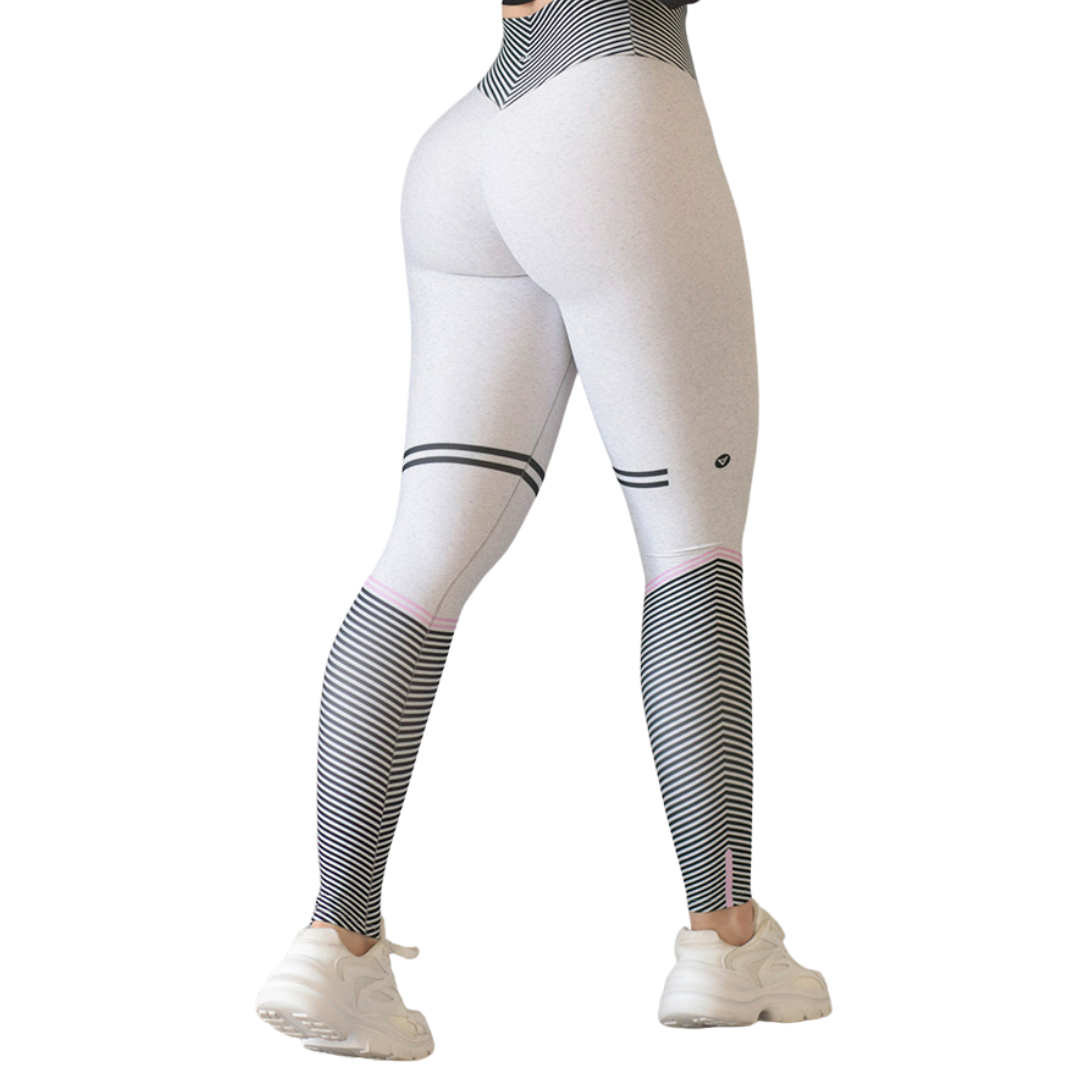 🔹 Leggings push up | Supplex Stretch, Liso – Blanco-Gris
