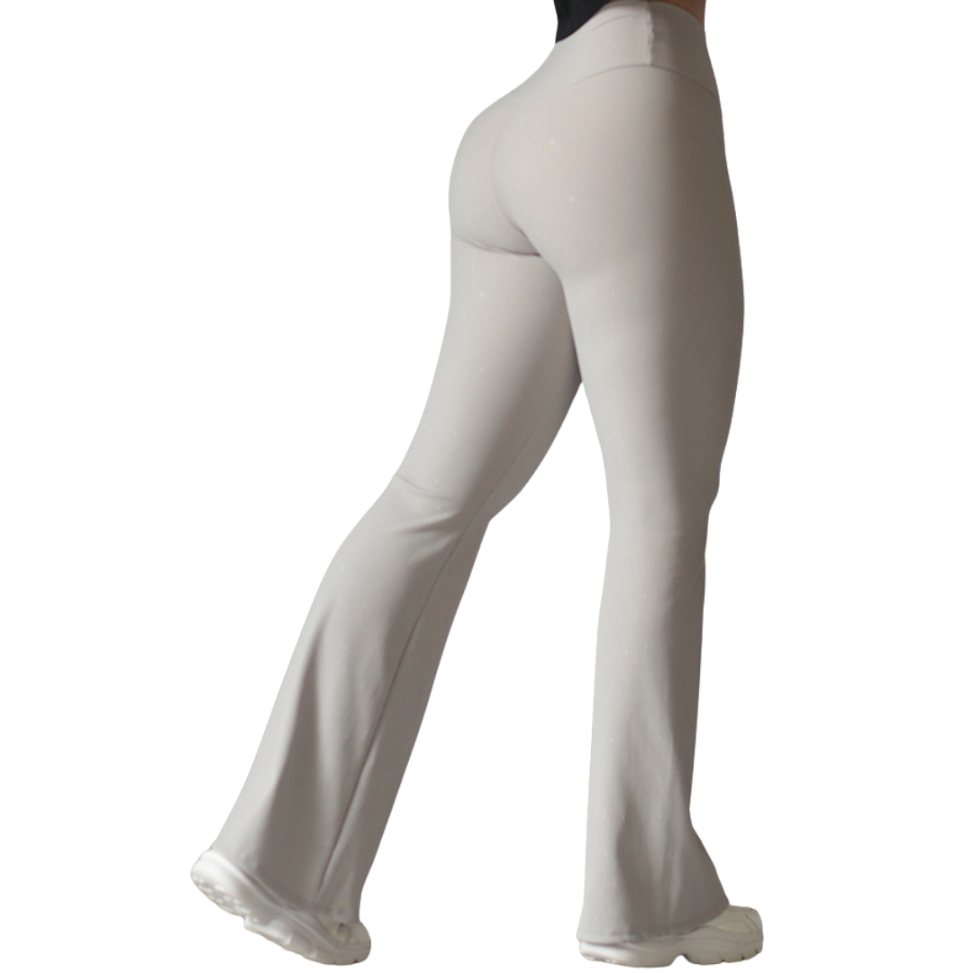 Leggings deportivos supplex para mujer, efecto básico con cintura alta, textil lycra transpirable con relieves de líneas. Color silver-gris | Adriana Olimpo