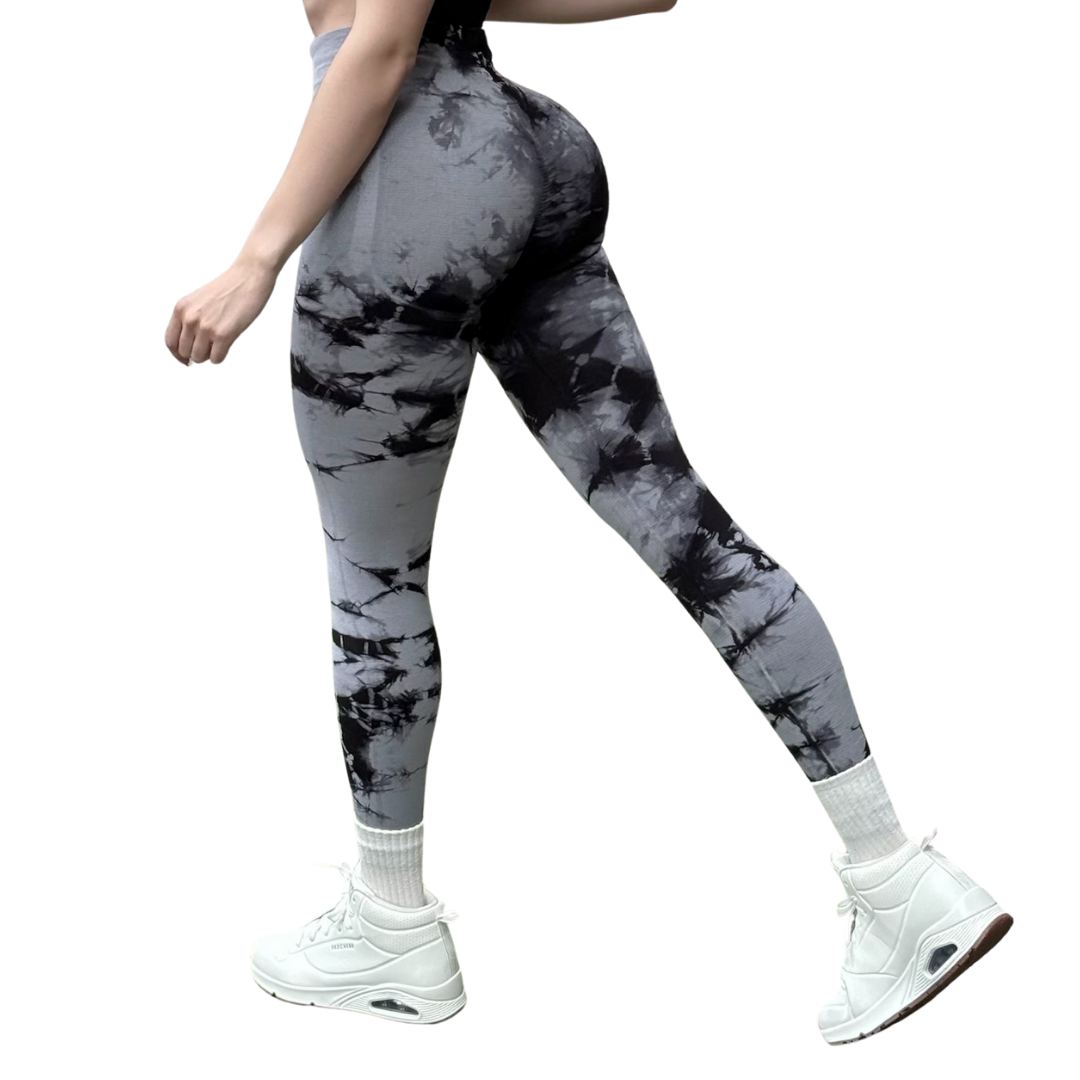 Leggings Burbuja + Push Up | Seamless Compresión – Plata y negro