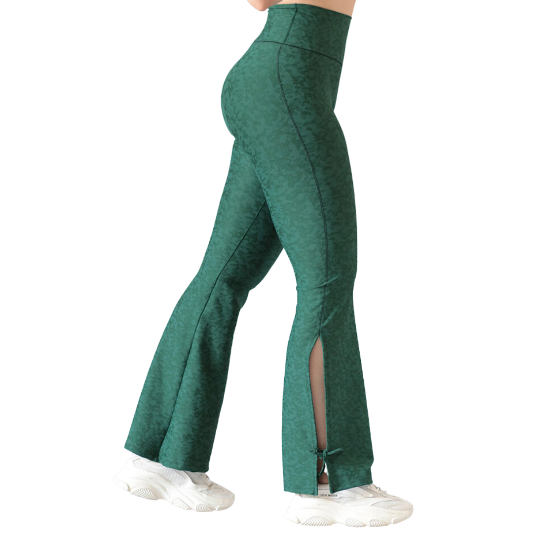 Elite Leggins de Campana con apertura, texturizado stretch verde pino