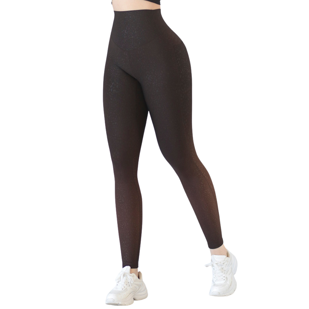 🔹 Leggings básico con bolsillos | Supplex Stretch, Relieves -café degradado