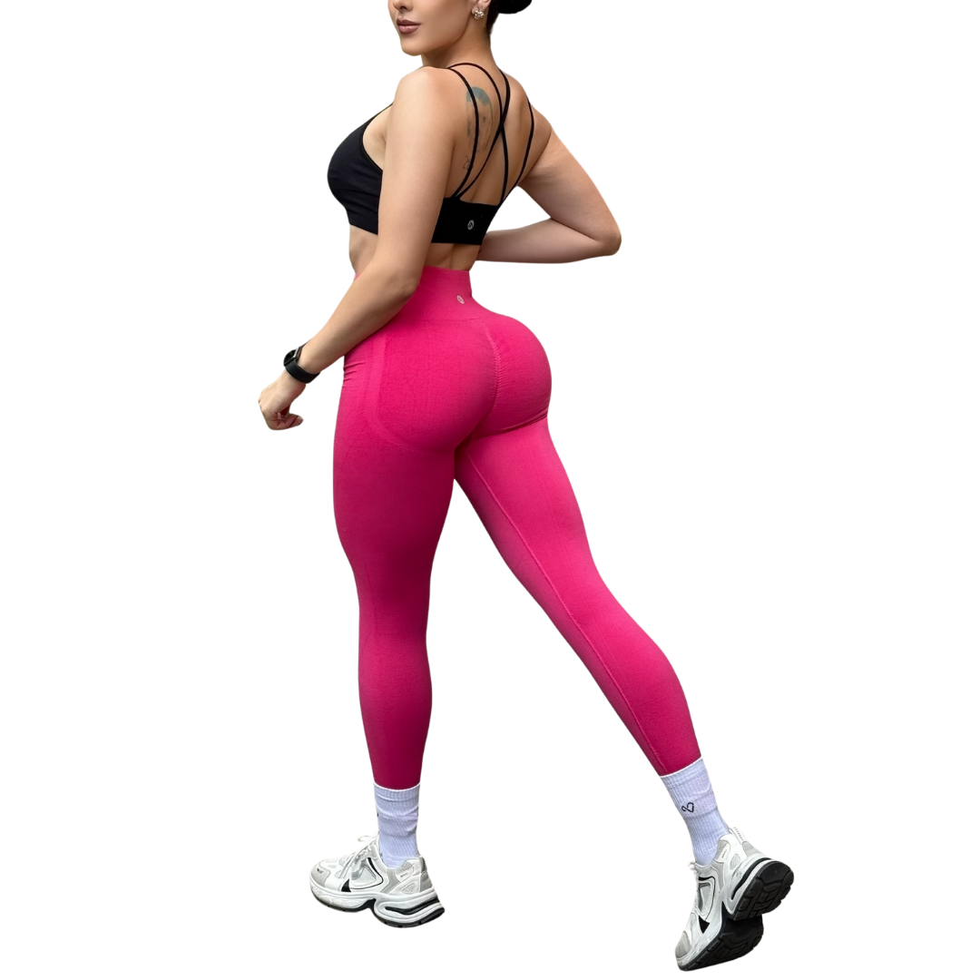 🔸 Leggings Burbuja + Push Up | Seamless Compresión – rosa barbie
