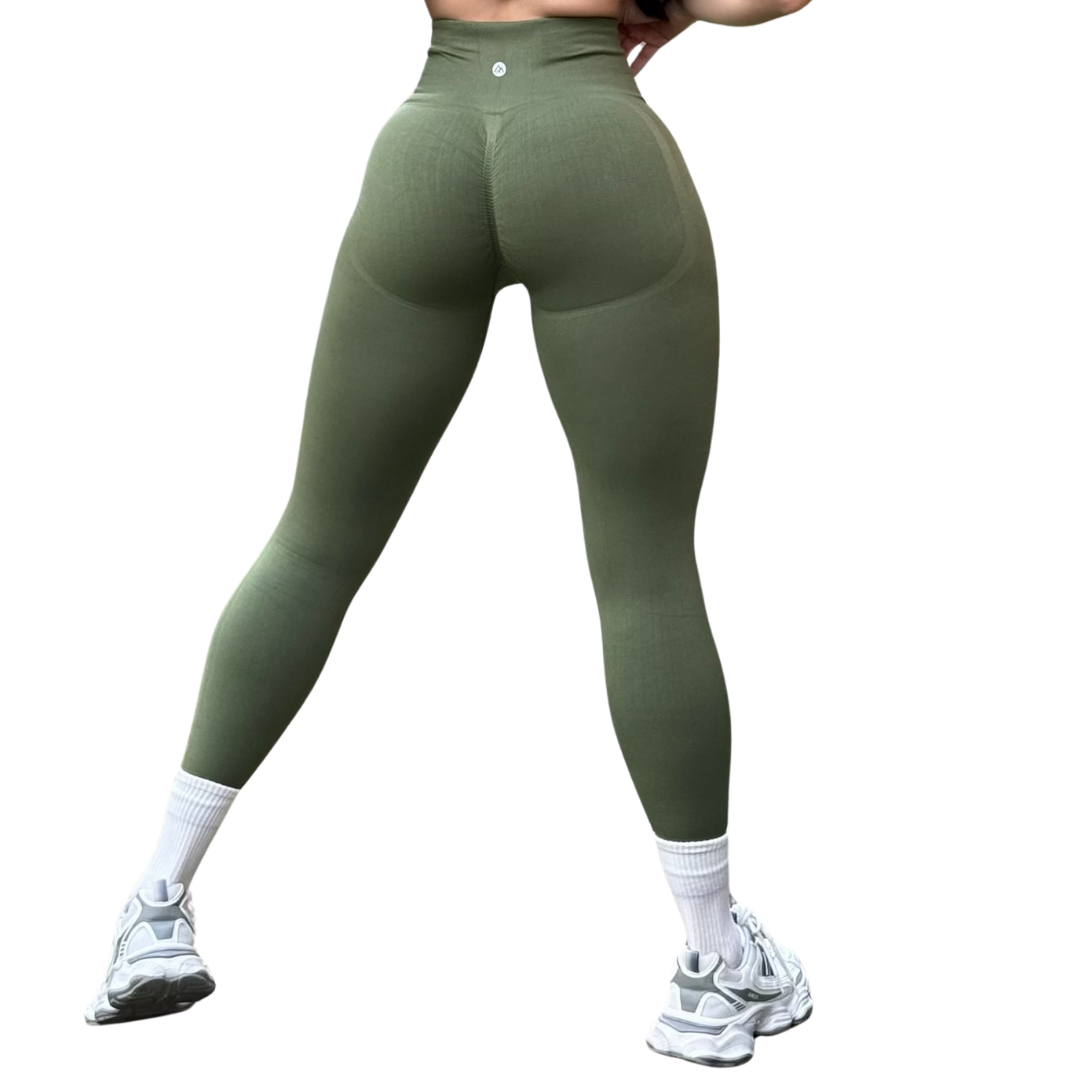 🔸 Leggings Burbuja + Push Up | Seamless Compresión - Olivo