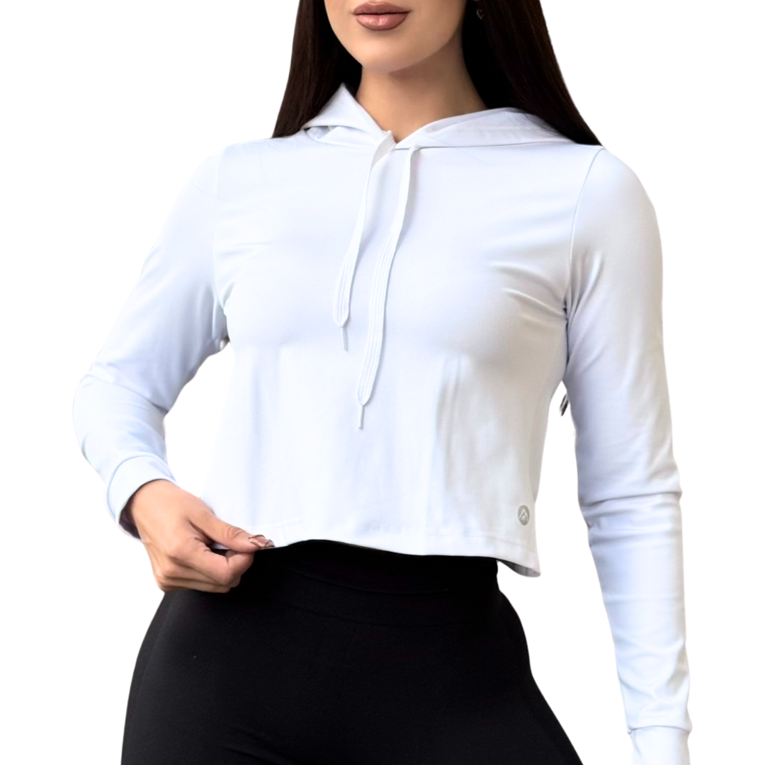 Sudadera deportiva manga larga | Transpirable, Liso – blanca