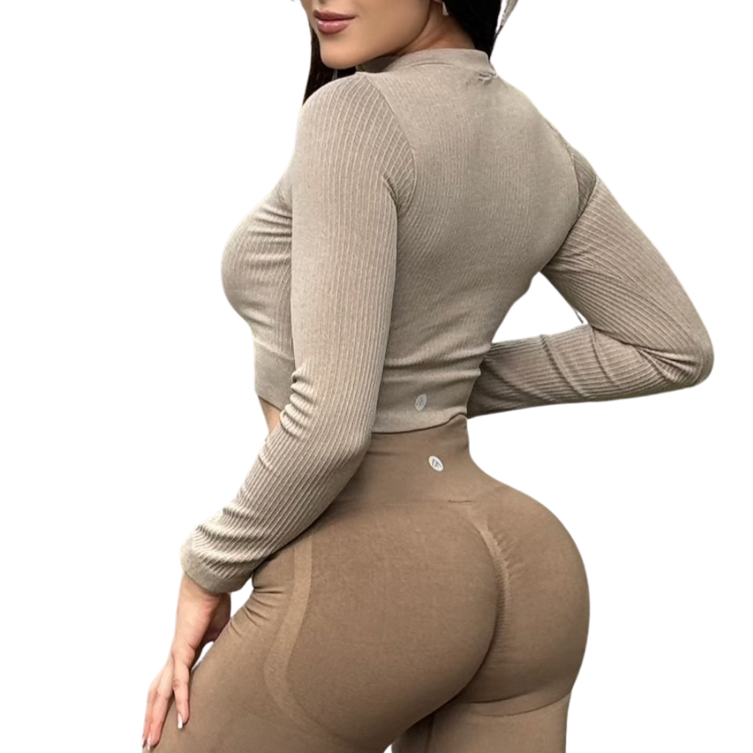 ADRIANAOLIMPO® | Blusa - Chamarra deportiva manga larga | Transpirable, Relieves – Moka Obscuro | Ropa deportiva para mujer Elite HotSale Blackfriaday Envío Gratis a México. Mayoreo Menudeo Ofertas Exclusivas