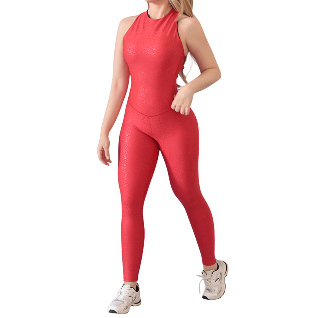 🔹 Enterizo push up | Supplex Stretch, Destellos y relieves – rojo
