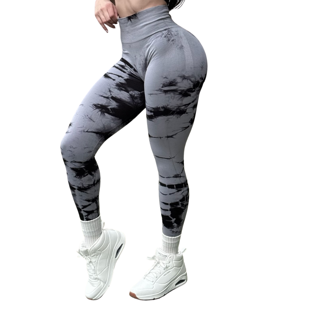 Leggings Burbuja + Push Up | Seamless Compresión – Plata y negro