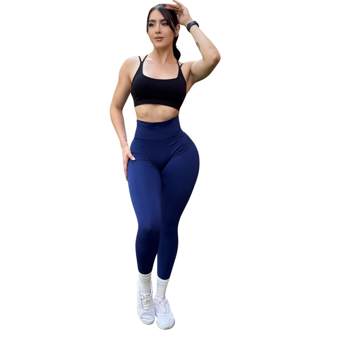 🔸 Leggings Burbuja + Push Up | Seamless Compresión - azul onix