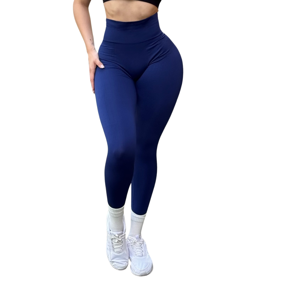 🔸 Leggings Burbuja + Push Up | Seamless Compresión - azul onix