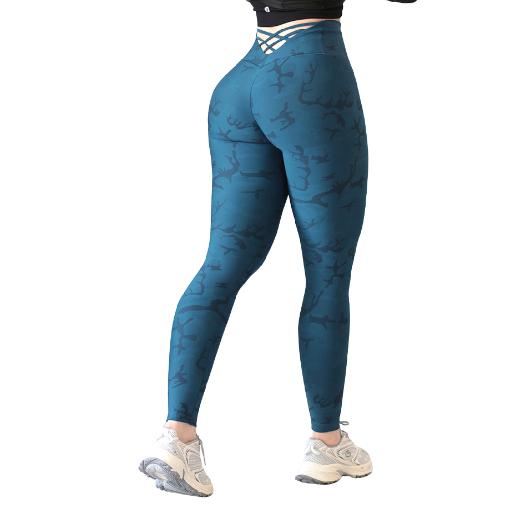 Leggings Deportivos para Mujer Fitness: Efecto Push Up, Cintura Alta, Textil Lycra Transpirable con Acabado Liso, Color Turqueza | Adriana Olimpo