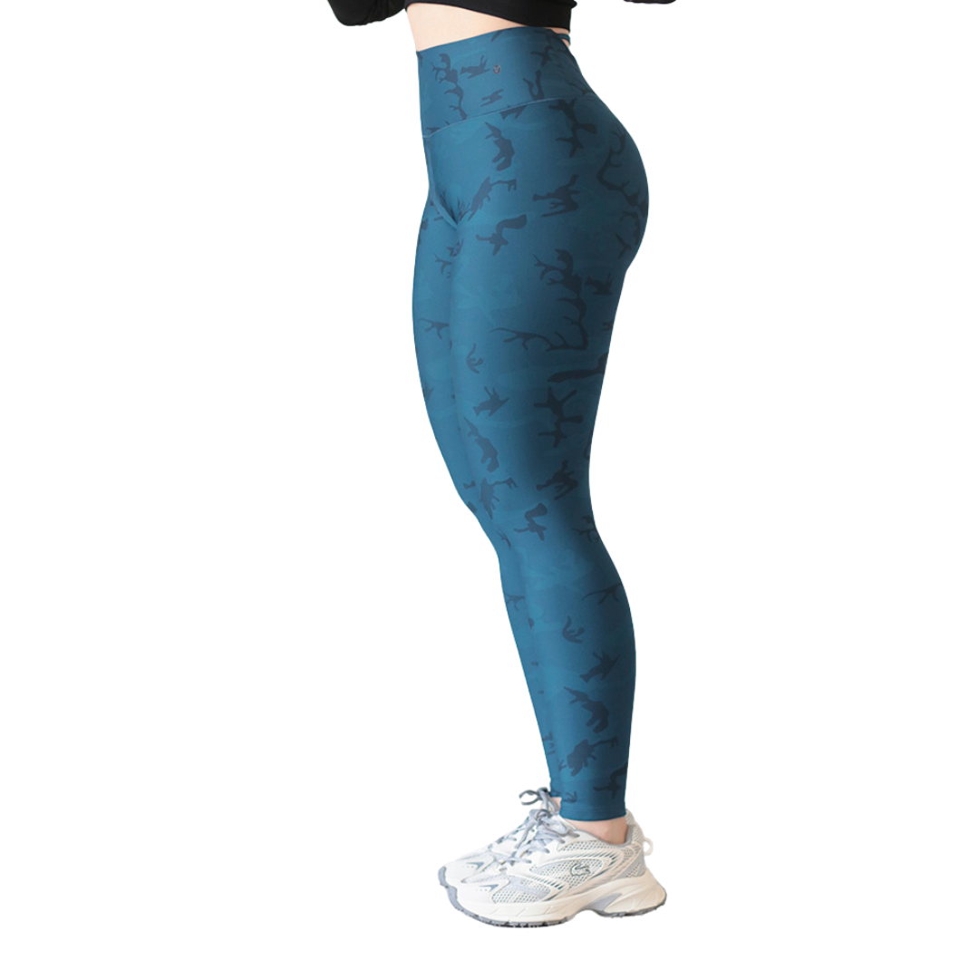 Leggings Deportivos para Mujer Fitness: Efecto Push Up, Cintura Alta, Textil Lycra Transpirable con Acabado Liso, Color Turqueza | Adriana Olimpo
