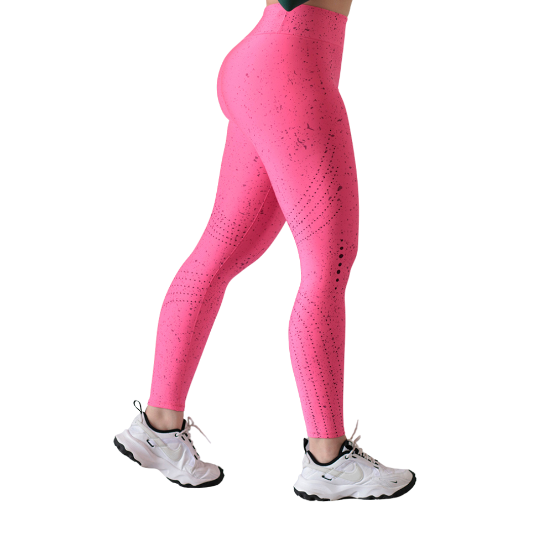 Leggings Deportivos para Mujer Fitness: Efecto Básico, Cintura Alta, Textil Lycra Transpirable con Acabado Liso Splash, Neón | Adriana Olimpo