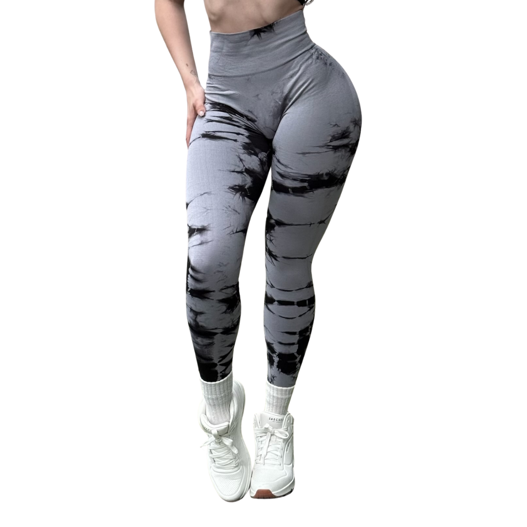 Leggings Burbuja + Push Up | Seamless Compresión – Plata y negro