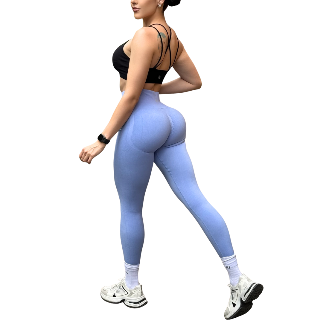 Leggings Burbuja + Push Up | Seamless Compresión - Celeste