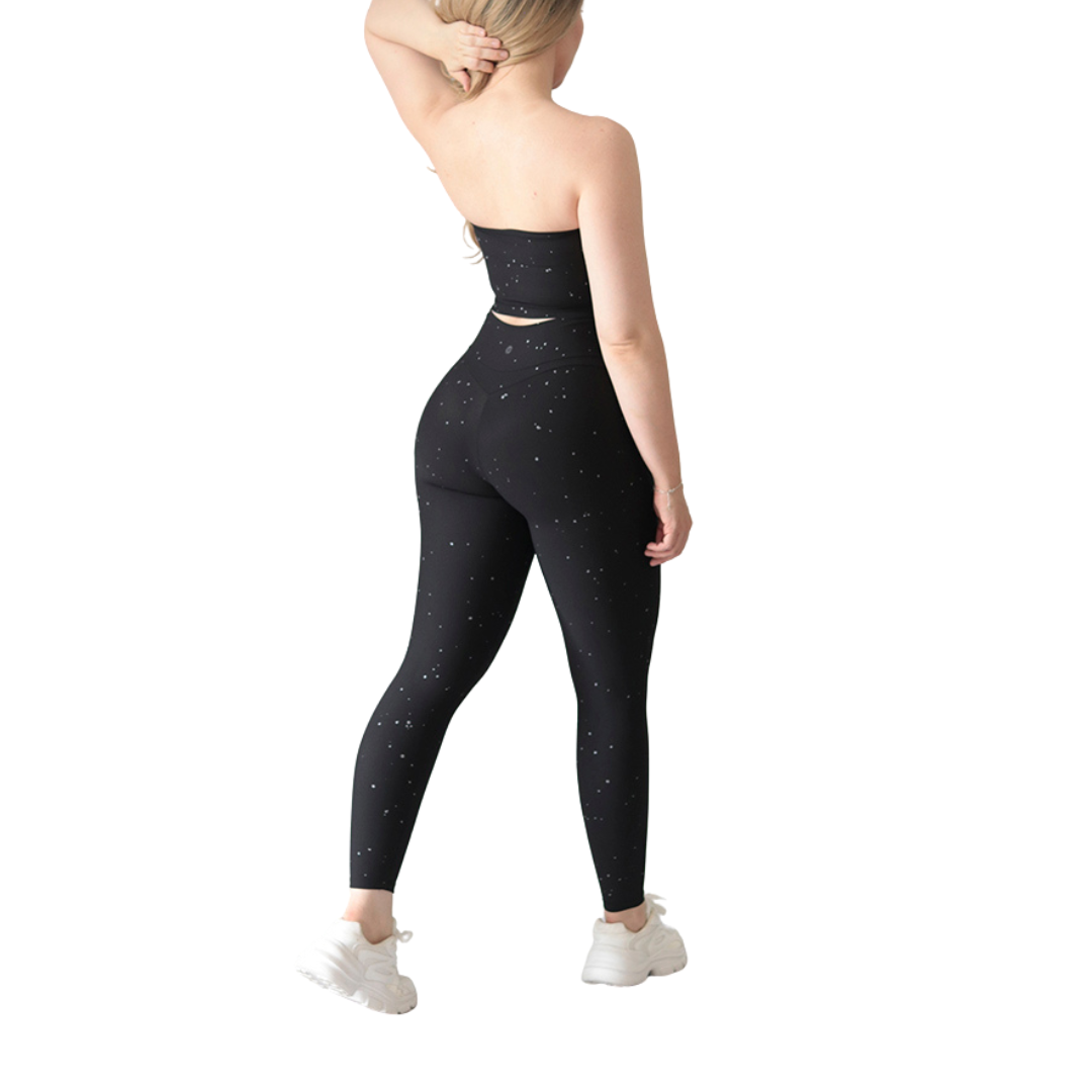 🔹 Conjunto básico | Supplex Stretch, Destellos y relieves – Negro