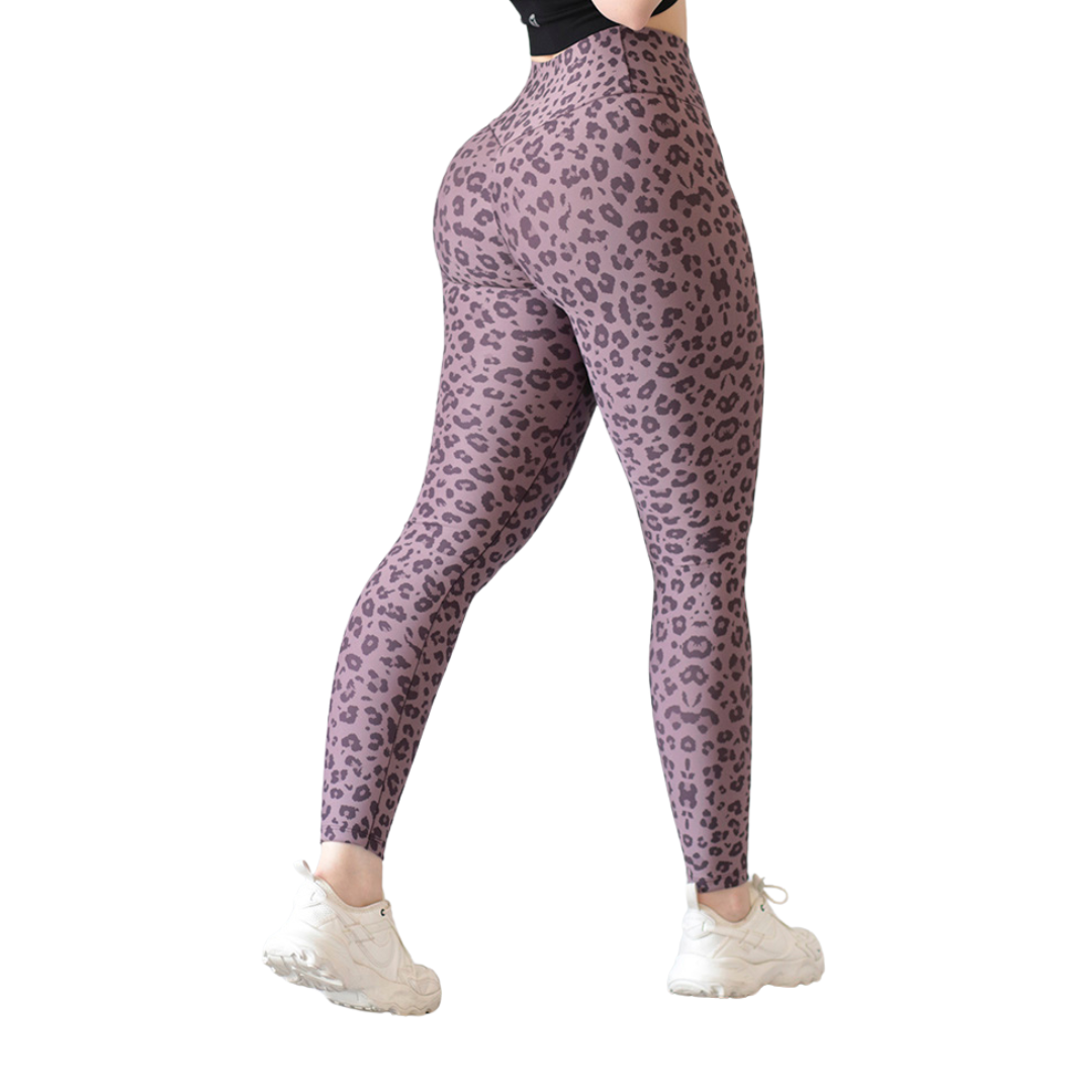 Leggings Deportivos para Mujer Fitness: Efecto Push Up, Cintura Alta, Textil Lycra Transpirable con Acabado Liso, Color Palo de Rosa Print | Adriana Olimpo