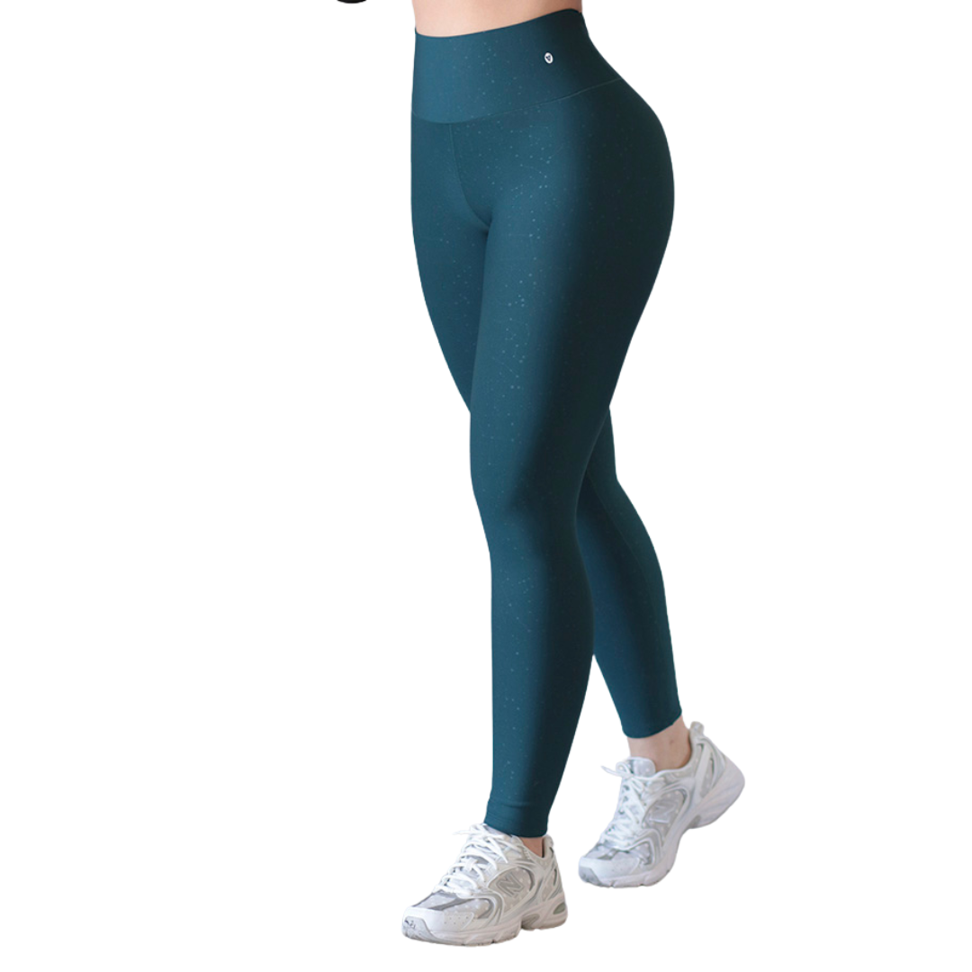 Leggings Deportivos para Mujer Fitness: Efecto Push Up, Cintura Alta, Textil Lycra Transpirable con Relieves Estelar, Color Azul Rop | Adriana Olimpo