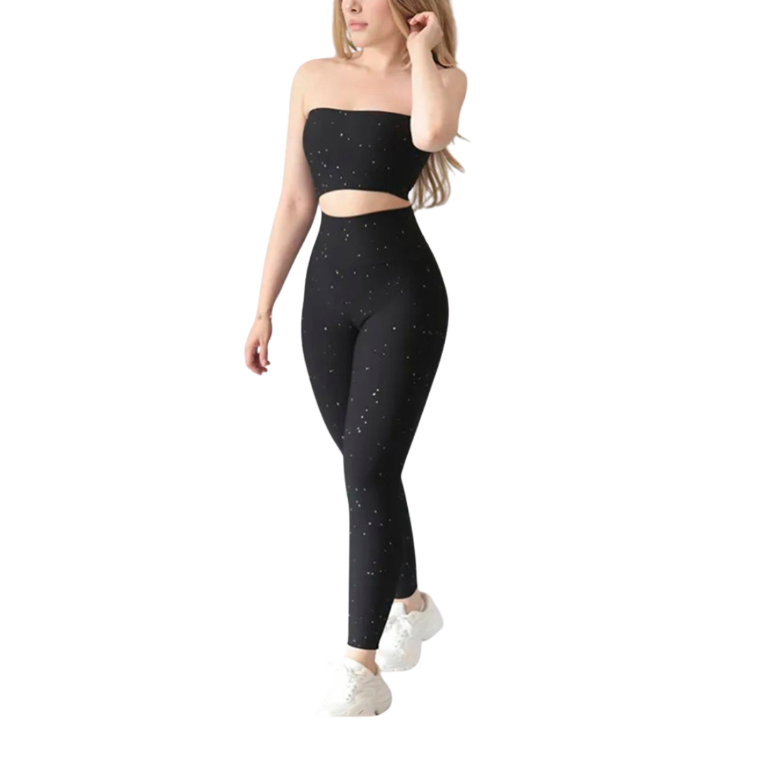🔹 Conjunto básico | Supplex Stretch, Destellos y relieves – Negro