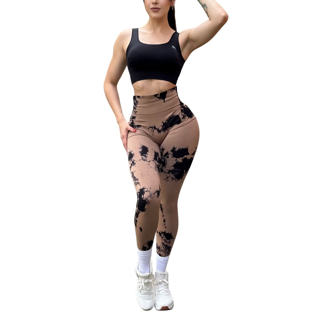 Leggings Deportivos Seamless de Compresión para Mujer Fitness: Glúteos Redondos, Vientre Plano y Cintura Definida | Push Up + Burbuja + Compresión Faja. Ultra Cómodos. Color chocolate y negro | Adriana Olimpo
