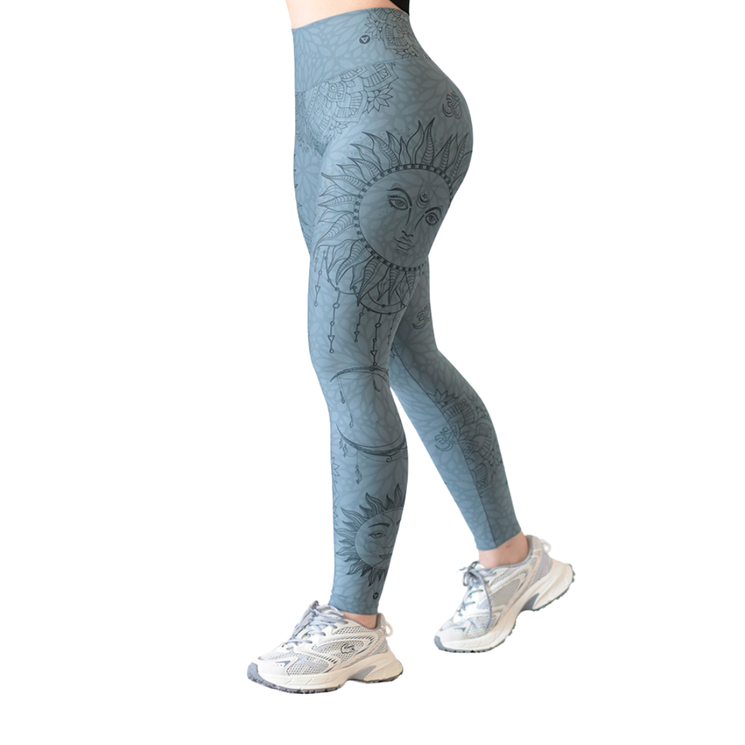 Leggings Deportivos para Mujer Fitness: Efecto Push Up, Cintura Alta, Textil Lycra Transpirable con Acabado Liso, Color Verde Mandalas | Adriana Olimpo
