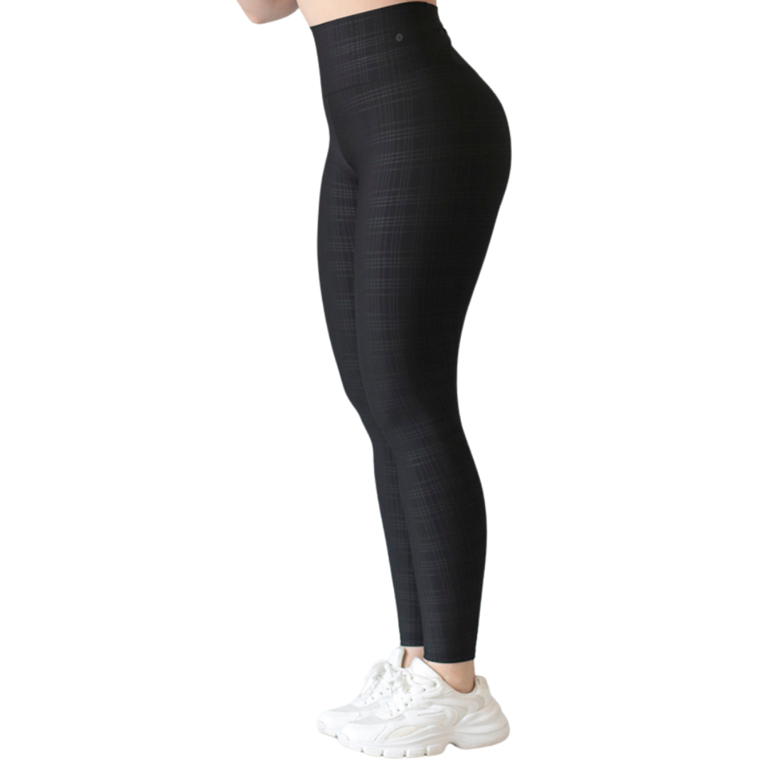 🔹 Leggings básico | Supplex Stretch, Relieves Cuadros - Negro