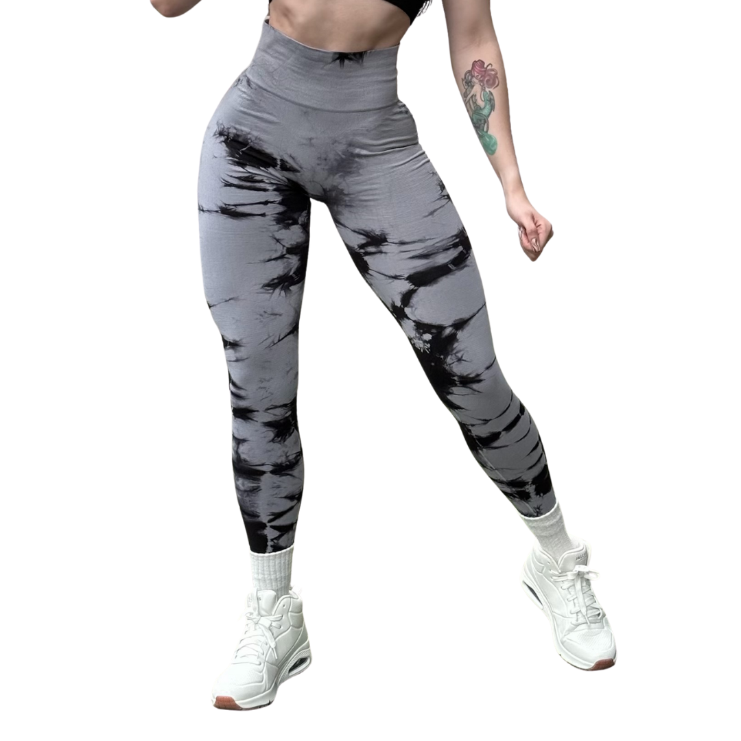 Leggings Burbuja + Push Up | Seamless Compresión – Plata y negro