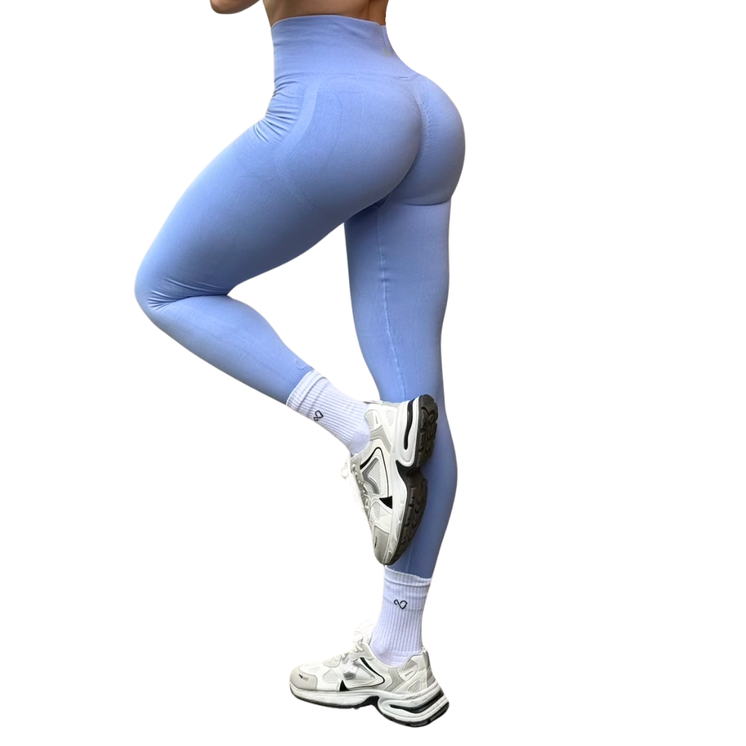 Leggings Burbuja + Push Up | Seamless Compresión - Celeste