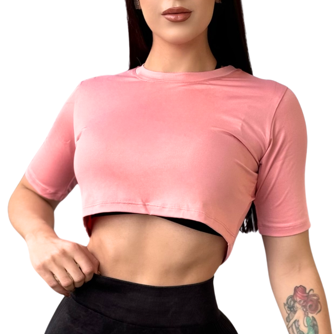 Blusa para Mujer Fitness: Manga Corta, Cuello Redondo, Textil Lycra Transpirable Acabado Liso | Adriana Olimpo