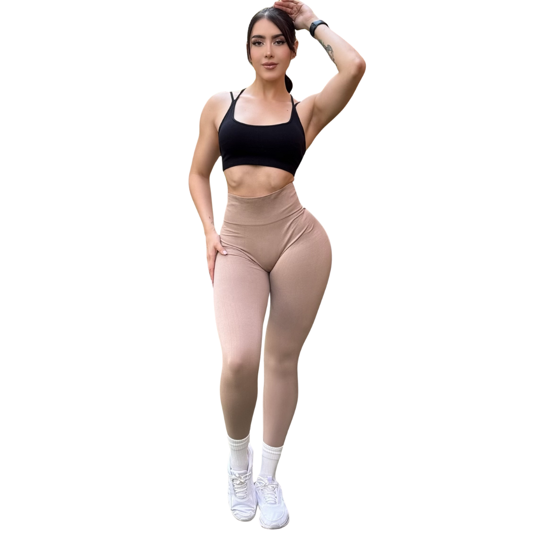 🔸 Leggings Burbuja + Push Up | Seamless Compresión - caramelo